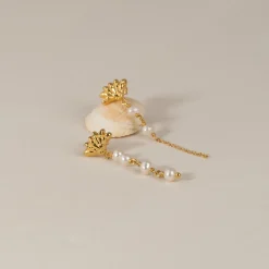 SHELLY PEARL DROP GOLDEN EARRING
