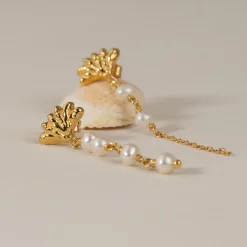 SHELLY PEARL DROP GOLDEN EARRING
