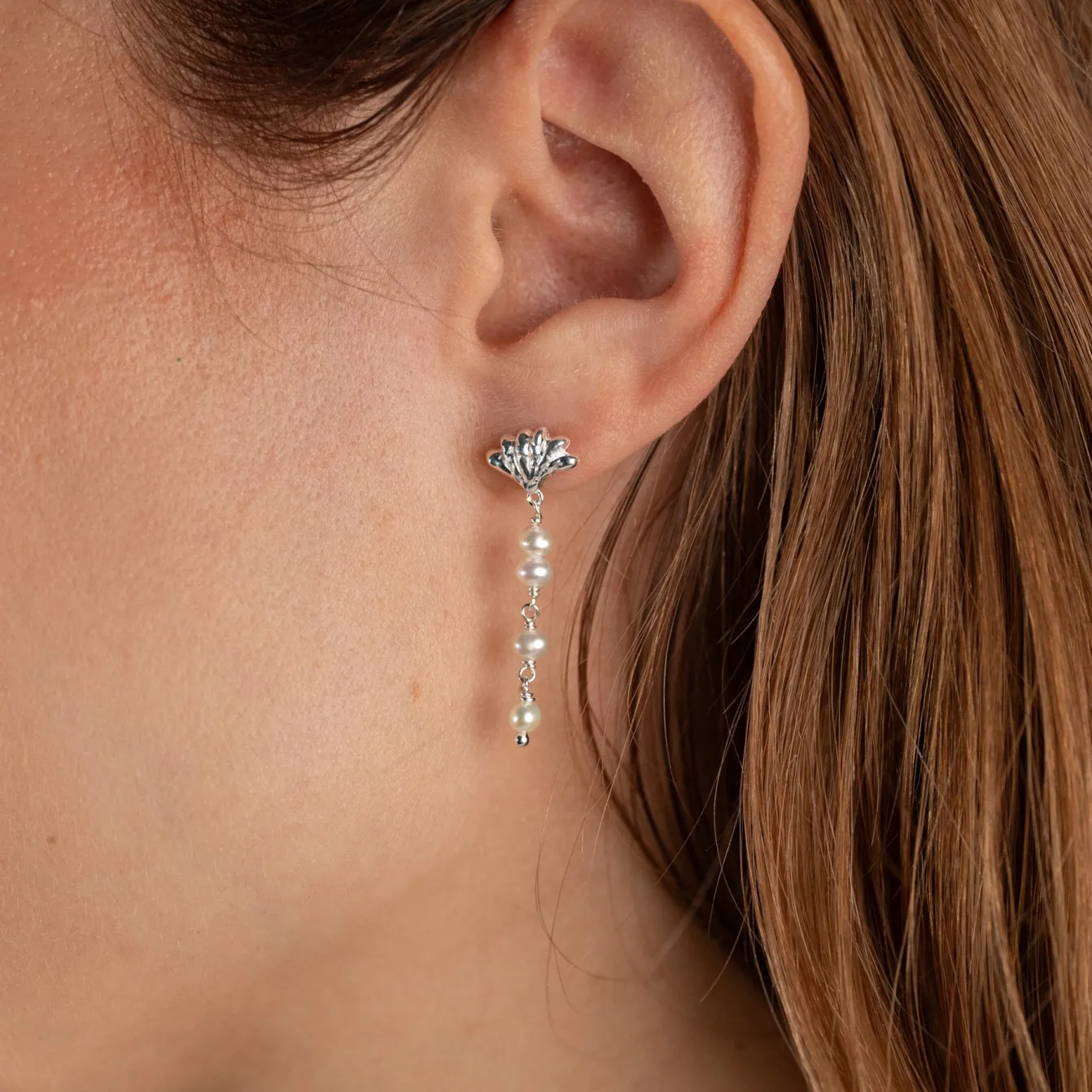 SHELLY PEARL DROP SILVER EARRING