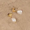 SHELLY PEARL GOLDEN EARRING