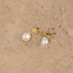 SHELLY PEARL GOLDEN EARRING