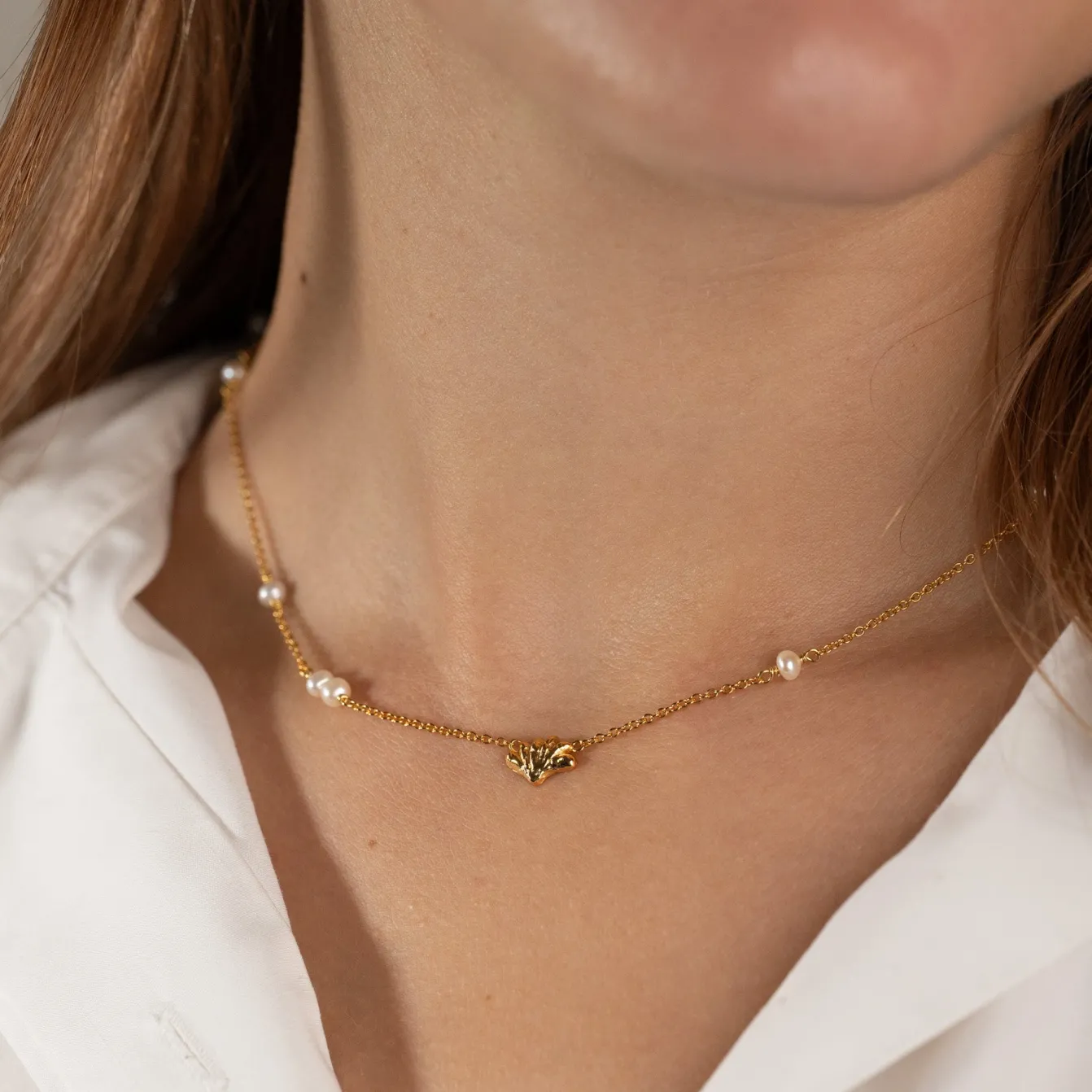 SHELLY PEARL GOLDEN NECKLACE