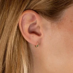 SIGRID GREEN AGATE SOLID GOLD CREOL EARRING