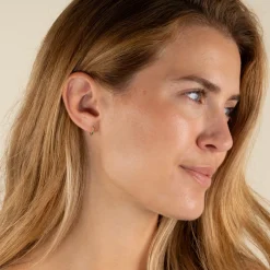 SIGRID GREEN AGATE SOLID GOLD CREOL EARRING