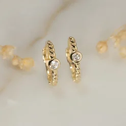 SIGRID WHITE TOPAZ SOLID GOLD CREOL EARRING