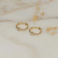 SIGRID WHITE TOPAZ SOLID GOLD CREOL EARRING