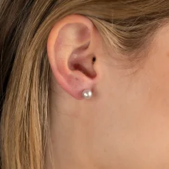 SIMPLE GREY PEARL GOLDEN STUD EARRING