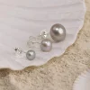 SIMPLE GREY PEARL SILVER STUD EARRING