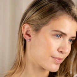 SIMPLE GREY PEARL SILVER STUD EARRING