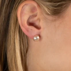 SIMPLE ROSE PEARL GOLDEN STUD EARRING