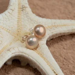 SIMPLE ROSE PEARL SILVER STUD EARRING