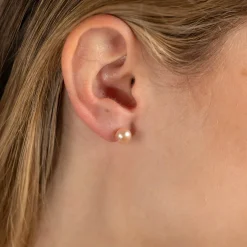 SIMPLE ROSE PEARL SILVER STUD EARRING