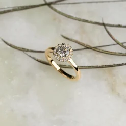 SIMPLE ROUND HALO DIAMOND RING - 1.0ct - YG