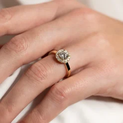 SIMPLE ROUND HALO DIAMOND RING - 1.0ct - YG