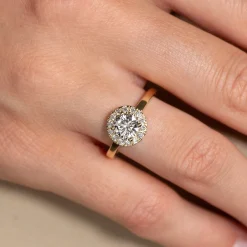 SIMPLE ROUND HALO DIAMOND RING - 1.25ct - YG
