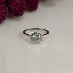 SIMPLE ROUND HALO DIAMOND RING - 1.0ct - WG