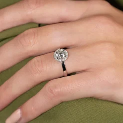 SIMPLE ROUND HALO DIAMOND RING - 1.0ct - WG