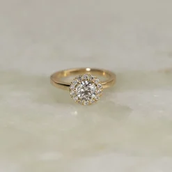 SIMPLE ROUND HALO DIAMOND RING - 1.25ct - YG