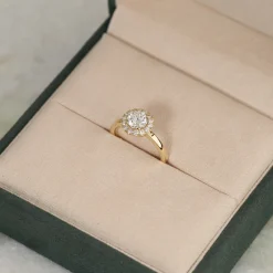 SIMPLE ROUND HALO DIAMOND RING - 1.25ct - YG