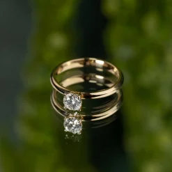 SIMPLE SOLITAIRE BASKET-SET DIAMOND RING - 0.5ct - YG