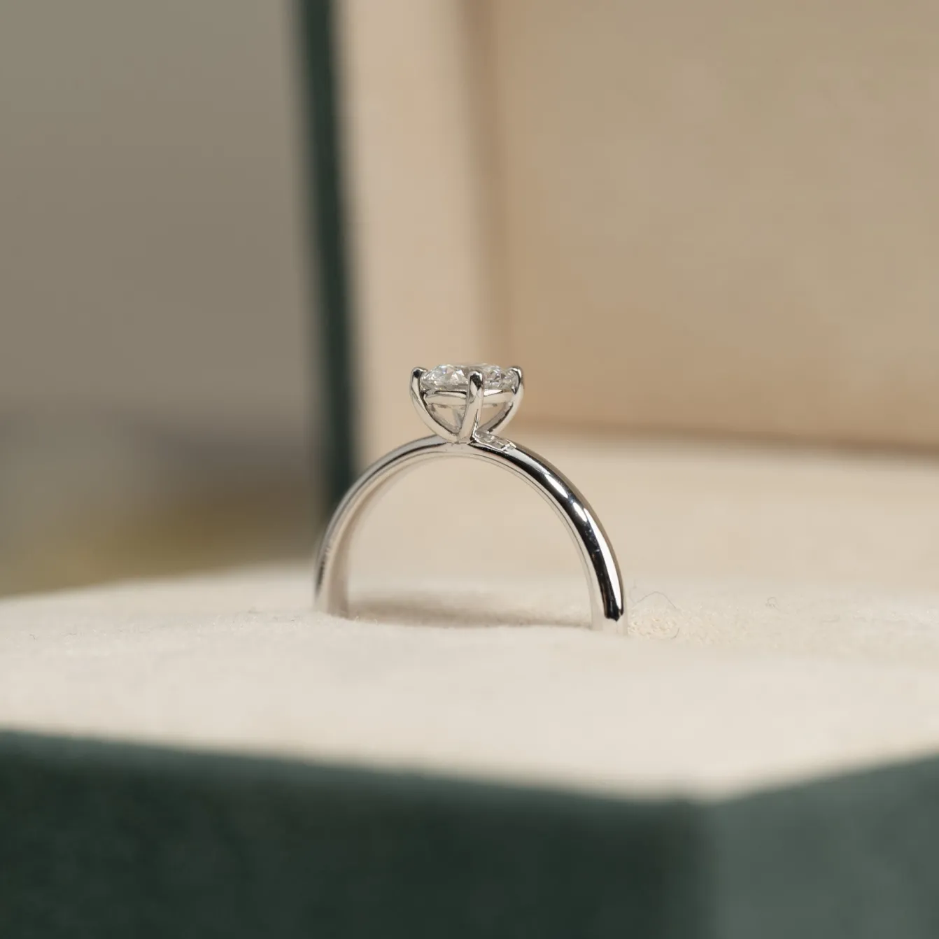 SIMPLE SOLITAIRE BASKET-SET DIAMOND RING - 0.5ct - WG