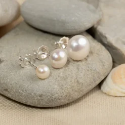 SIMPLE WHITE PEARL SILVER STUD EARRING