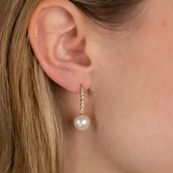 SKYLER PEARL DIAMOND SOLID GOLD EARRING
