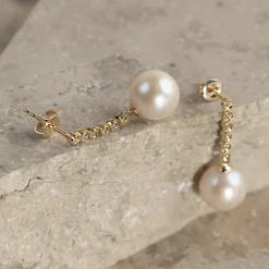 SKYLER PEARL DIAMOND SOLID GOLD EARRING