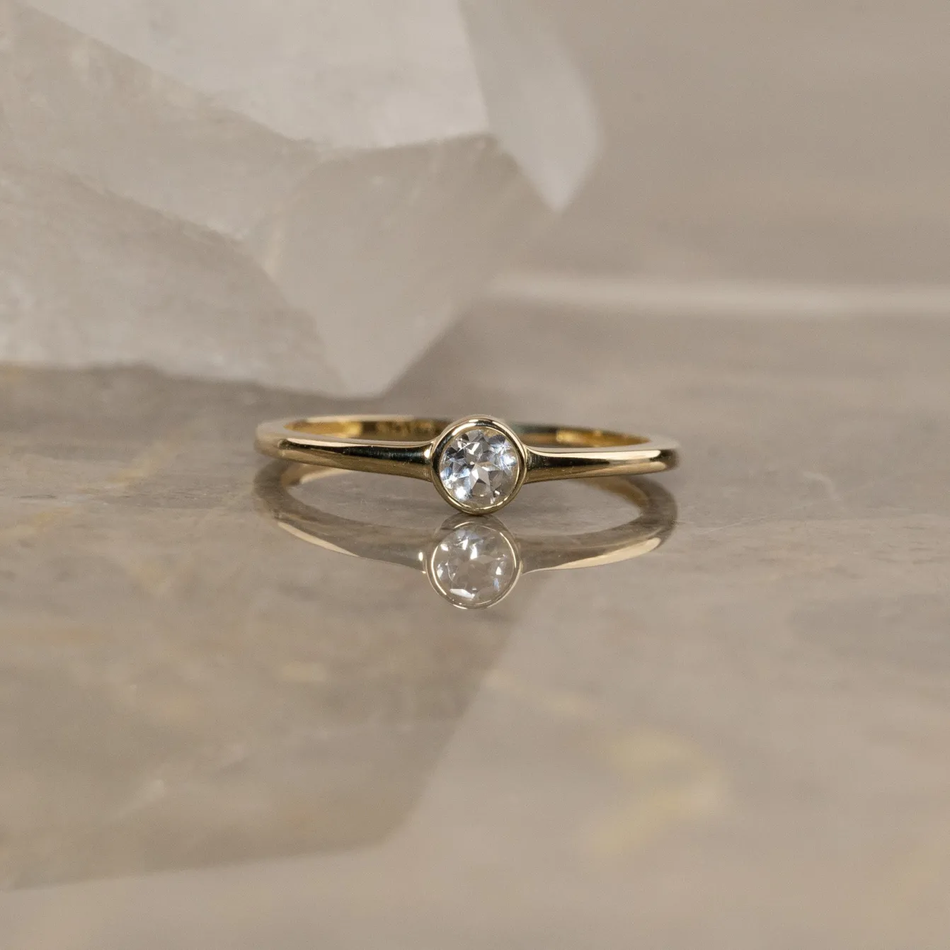 SOLANA WHITE TOPAZ SOLID GOLD RING