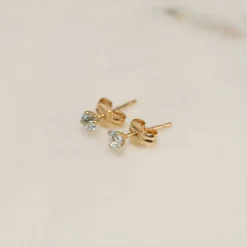 SOLEY BLUE TOPAZ SOLID GOLD STUD EARRING
