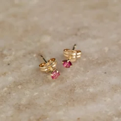 SOLEY PINK TOPAZ SOLID GOLD STUD EARRING