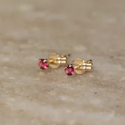 SOLEY PINK TOPAZ SOLID GOLD STUD EARRING