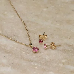 SOLEY PINK TOPAZ SOLID GOLD STUD EARRING