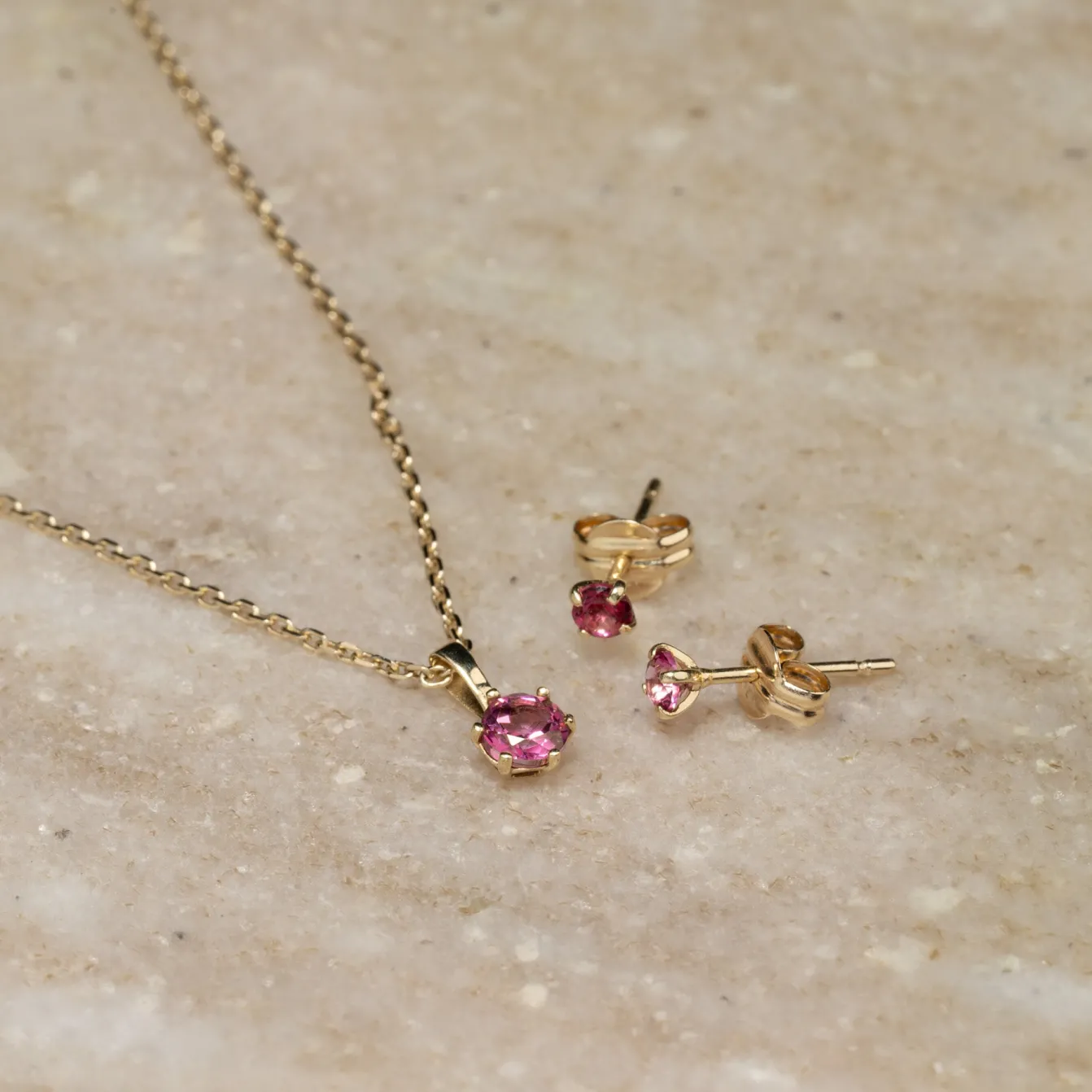 SOLEY PINK TOPAZ SOLID GOLD STUD EARRING