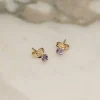 SOLEY PURPLE AMETHYST SOLID GOLD STUD EARRING