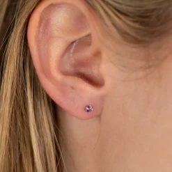 SOLEY PURPLE AMETHYST SOLID GOLD STUD EARRING