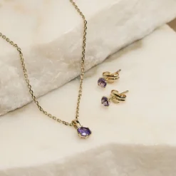 SOLEY PURPLE AMETHYST SOLID GOLD STUD EARRING