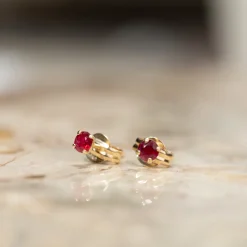 SOLEY RUBY SOLID GOLD STUD EARRING