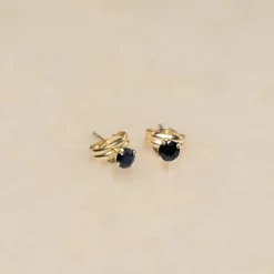 SOLEY SAPPHIRE SOLID GOLD STUD EARRING