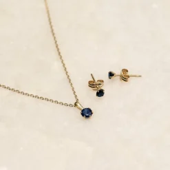 SOLEY SAPPHIRE SOLID GOLD STUD EARRING