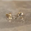 SOLEY WHITE TOPAZ SOLID GOLD STUD EARRING