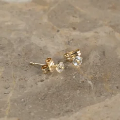 SOLEY WHITE TOPAZ SOLID GOLD STUD EARRING