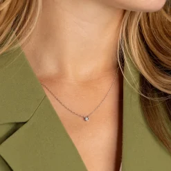 SOLITAIRE BEZEL DIAMOND NECKLACE - 0.1ct - WG