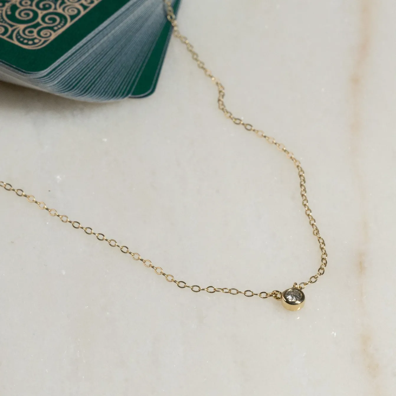 SOLITAIRE BEZEL DIAMOND NECKLACE - 0.1ct - YG