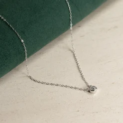 SOLITAIRE BEZEL DIAMOND NECKLACE - 0.25ct - WG