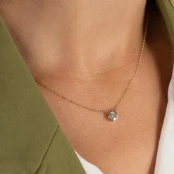 SOLITAIRE BEZEL DIAMOND NECKLACE - 0.5ct - YG