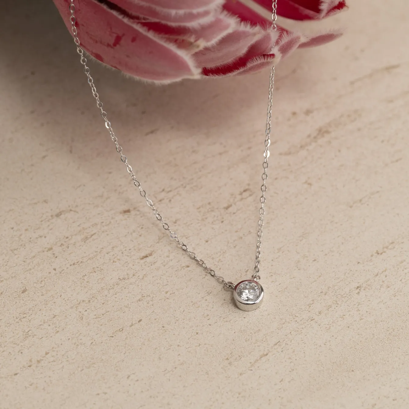 SOLITAIRE BEZEL DIAMOND NECKLACE - 0.5ct - WG