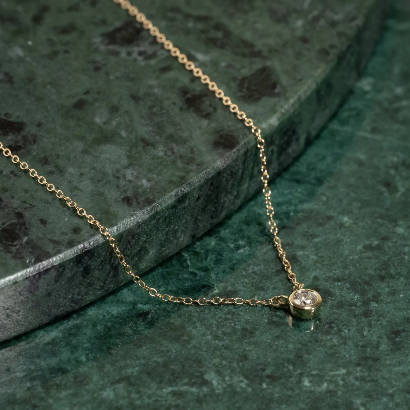 SOLITAIRE BEZEL DIAMOND NECKLACE - 0.25ct - YG
