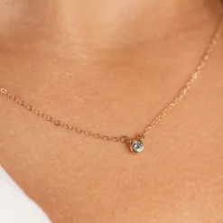 SOLITAIRE BEZEL DIAMOND NECKLACE - 0.1ct - YG