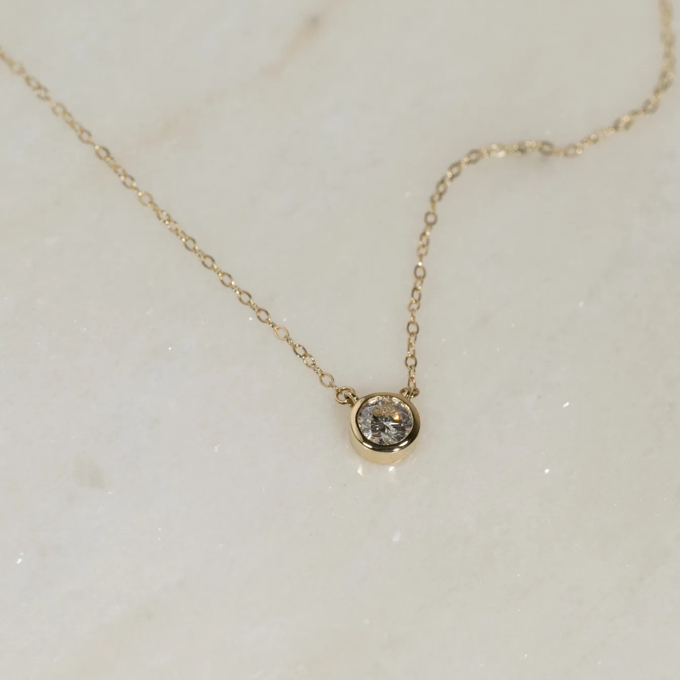 SOLITAIRE BEZEL DIAMOND NECKLACE - 0.5ct - YG